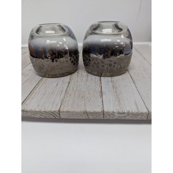 Dorothy Thorpe Roly Poly Glasses Silver Fade Grape Design Vintage Set 2 Ombre - Picture 6 of 6